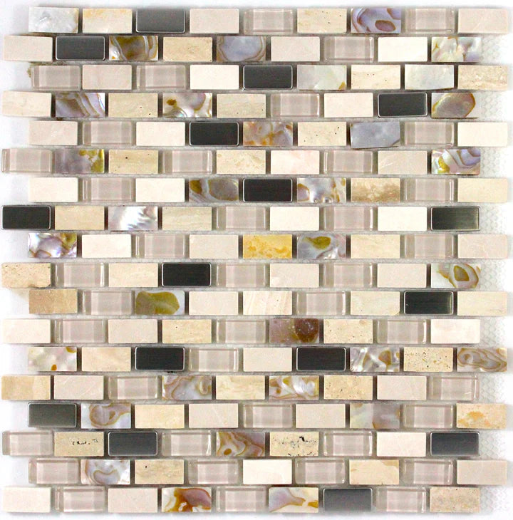 BEIGE STONE & SHELL BRICK MOSAIC