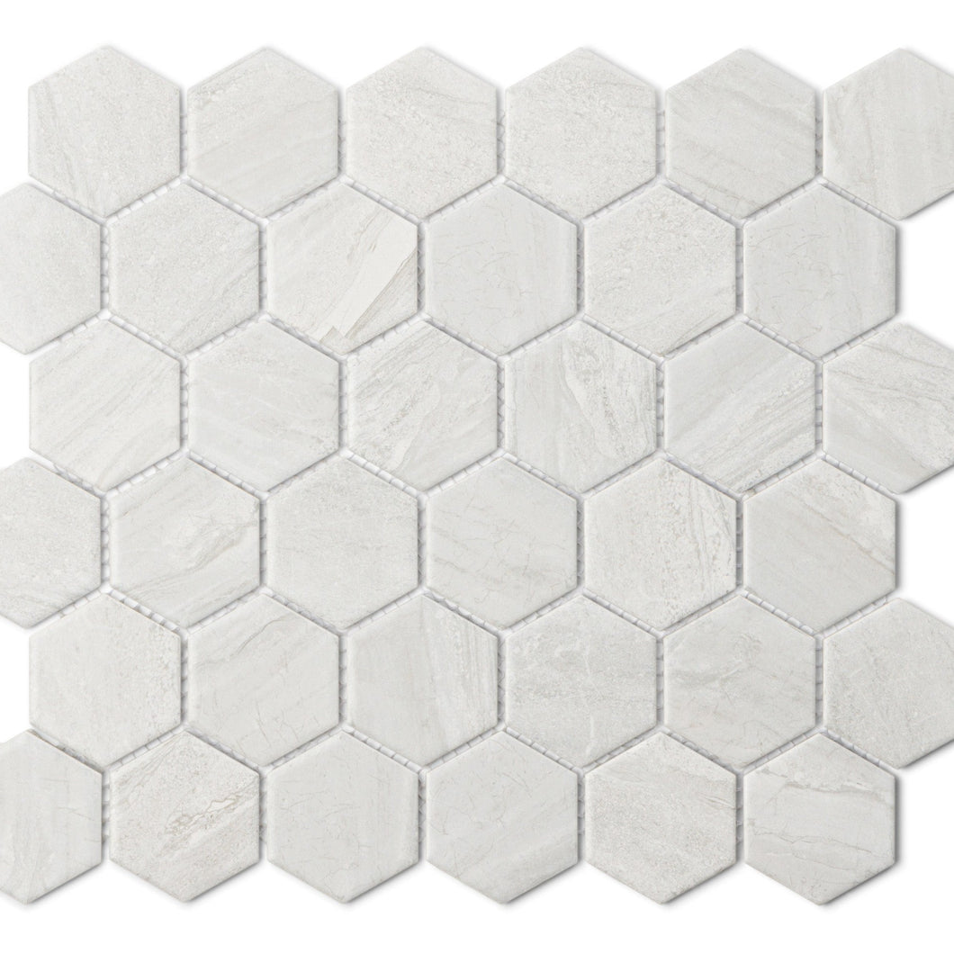 GREY MARBLE LOOK HEXAGON SMALL MOSAIC