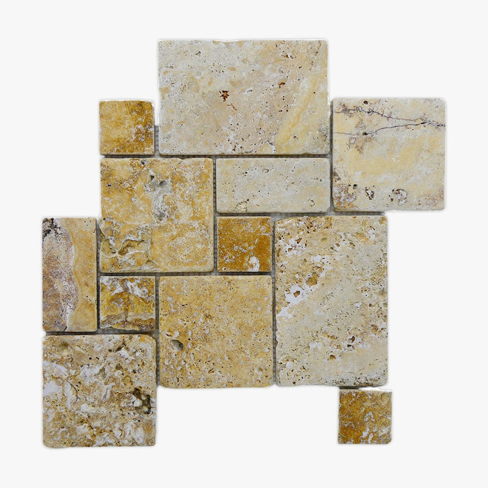 Golden Travertine Mini French Pattern Mosaic