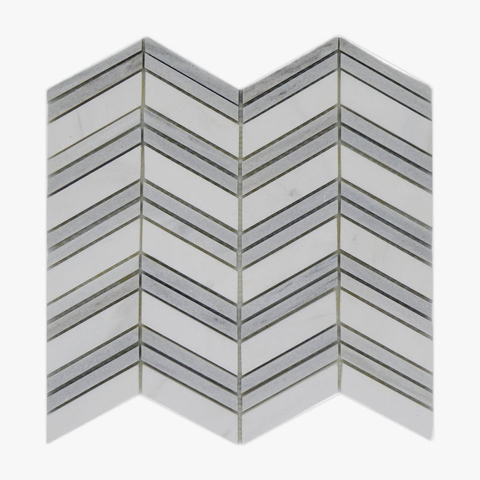 Imperial White Marble Chevron Mosaic