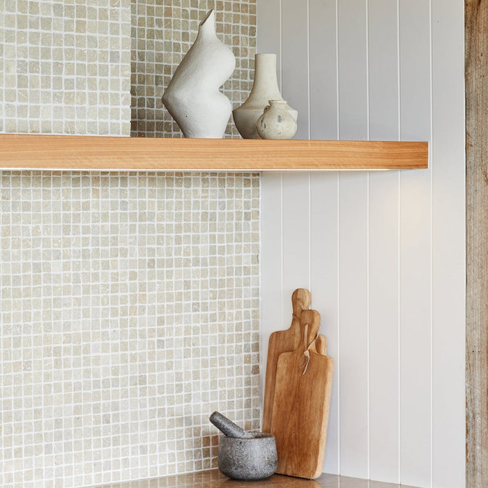 Chateau Green Fossil Limestone Small Square Mosaic