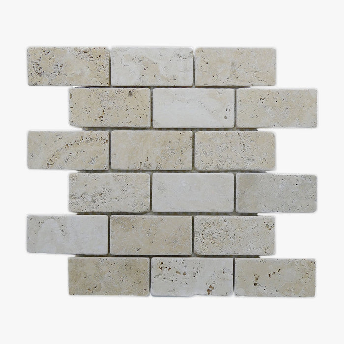Classic Travertine Brickbond Mosaic Tumbled