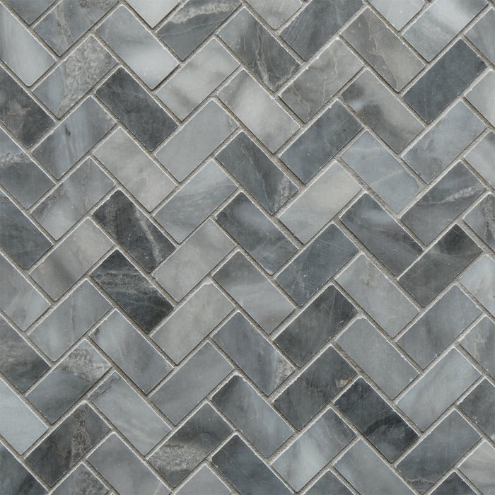 Bardiglio Herringbone Marble Mosaic
