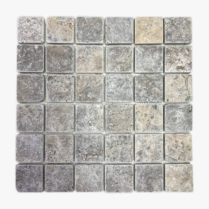 Silver Travertine Square Mosaic