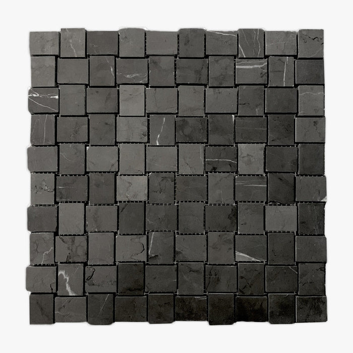 Pietra Grey Marble Basketweave Mosaic