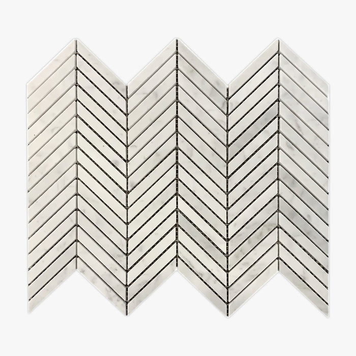 Carrara Marble Chevron Mosaic 10x75