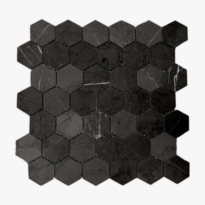 Pietra Grey Marble Hexagon Mosaic 48x48x6