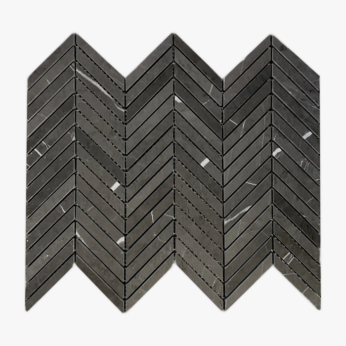 Pietra Grey Marble Chevron Mosaic