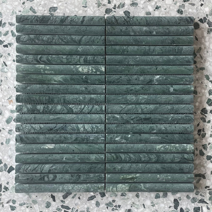 Indian Green Marble Mini Flute Mosaic