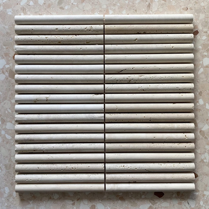 Classic Travertine Mini Flute Mosaic
