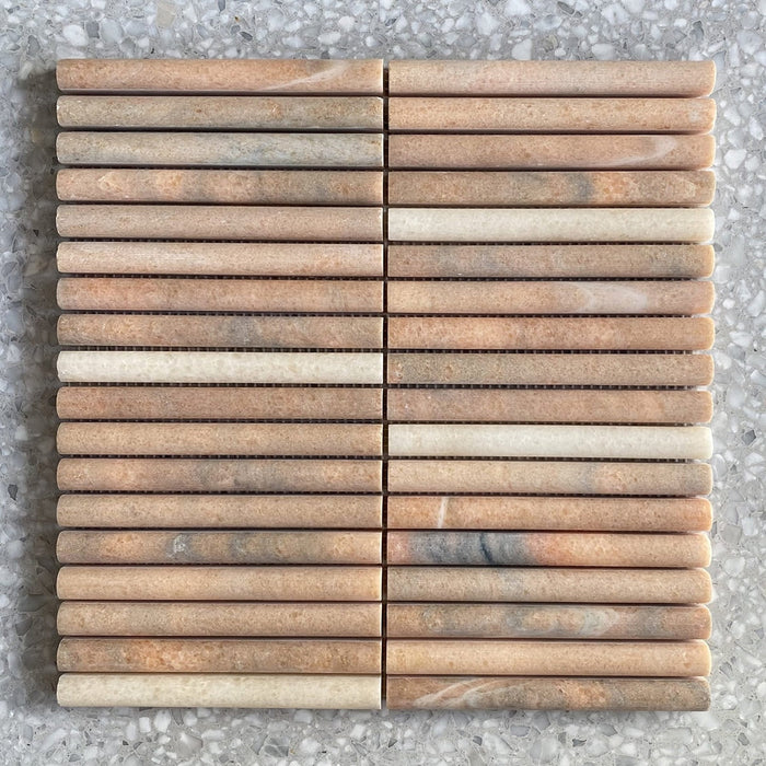 Rosa Portogallo Marble Mini Flute Mosaic
