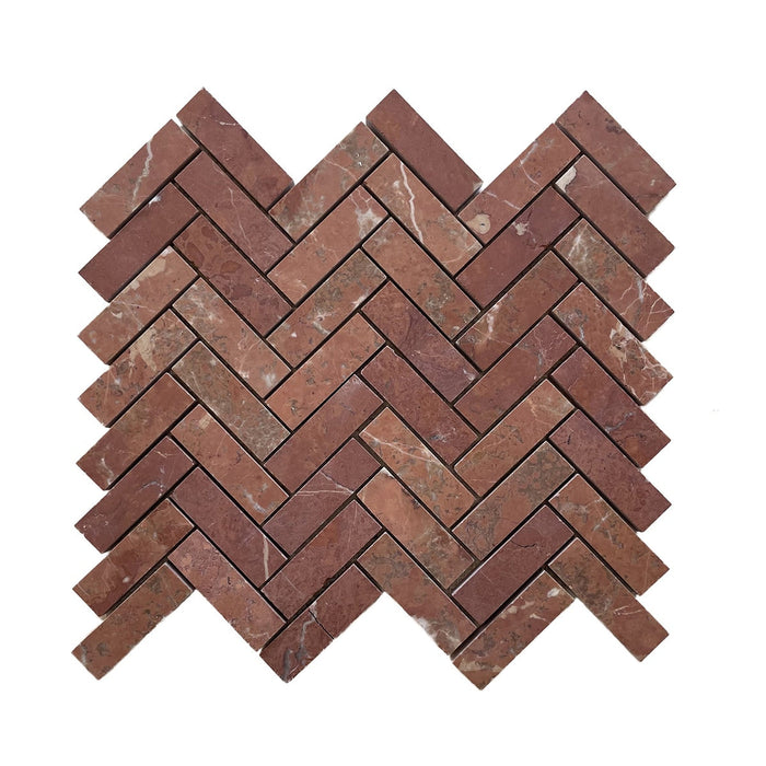 Rojo Alicante Marble Herringbone Mosaic