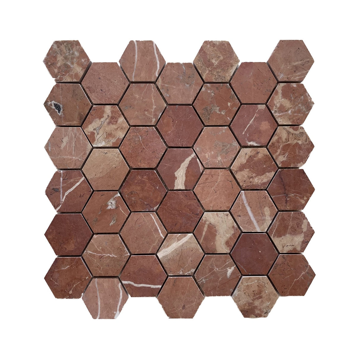 Rojo Alicante Marble Honed Hexagon Mosaic 48x48x10 | Graystone Tiles ...