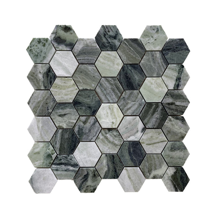 Fontana Verde Marble Hexagon Mosaic