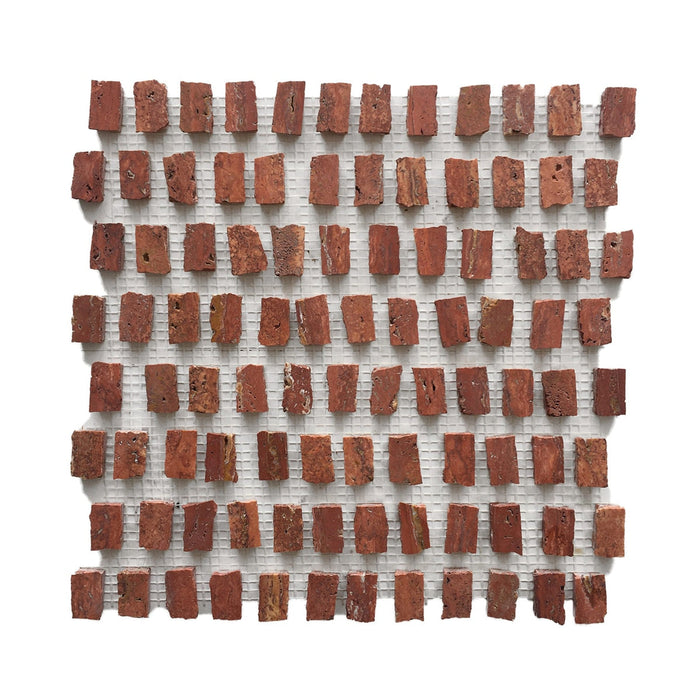 Rosso Travertine Mini Fiorano Mosaic