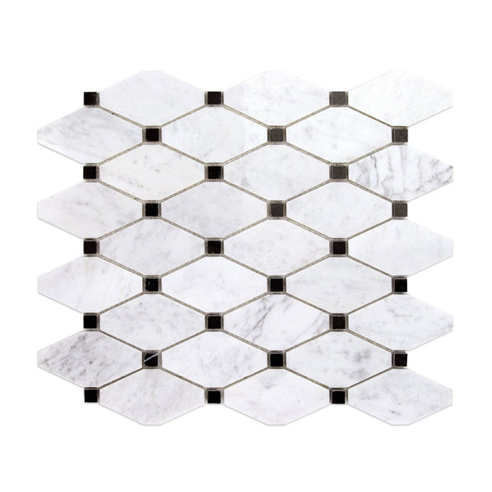 Polygon Nero Marquina with Carrara Marble Mosaic