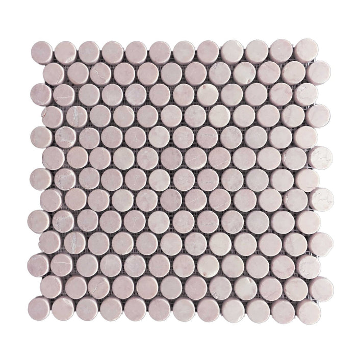 Rosso Crema Marble Penny Round Mosaic