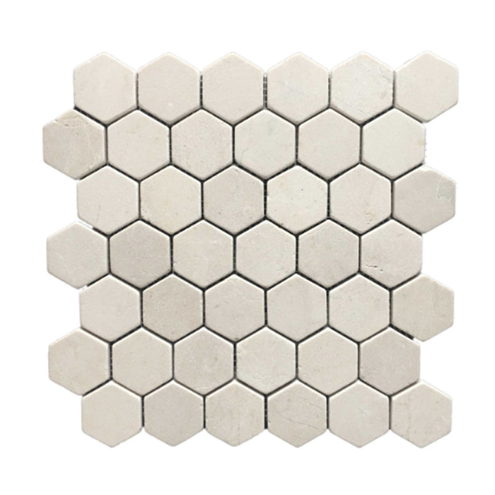 Crema Marfil Marble Hexagon Mosaic Tumbled