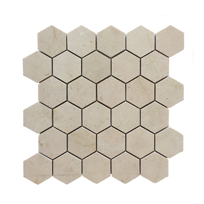 Crema Marfil Marble Hexagon Mosaic Honed
