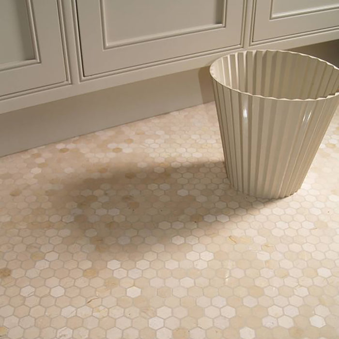 Crema Marfil Marble Hexagon Mosaic Honed
