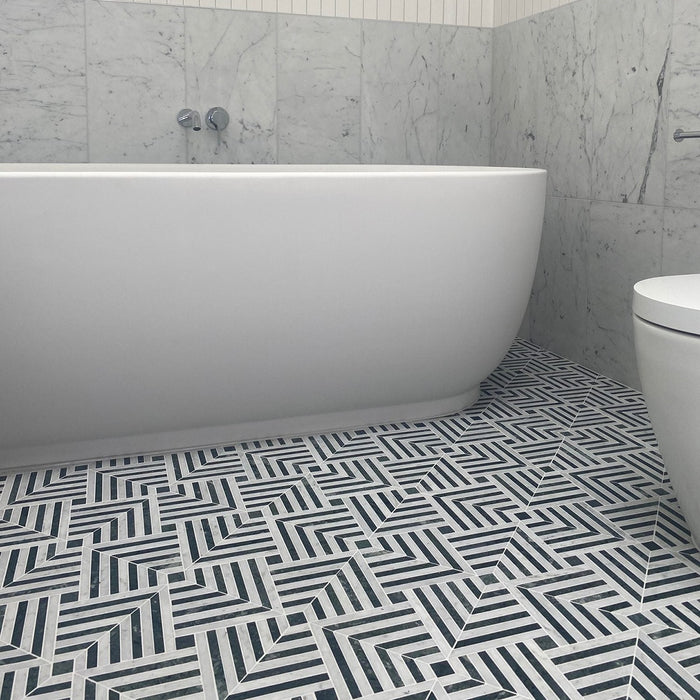Carrara Marble Chicago Carrara & Indian Green Mosaic
