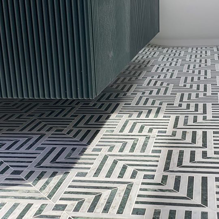 Carrara Marble Chicago Carrara & Indian Green Mosaic