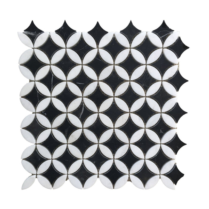 Montreal Nero Marquina Marble & Thassos Marble Mosaic