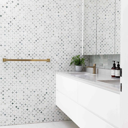 Montreal Ming Green Marble & Thassos Marble Mosaic