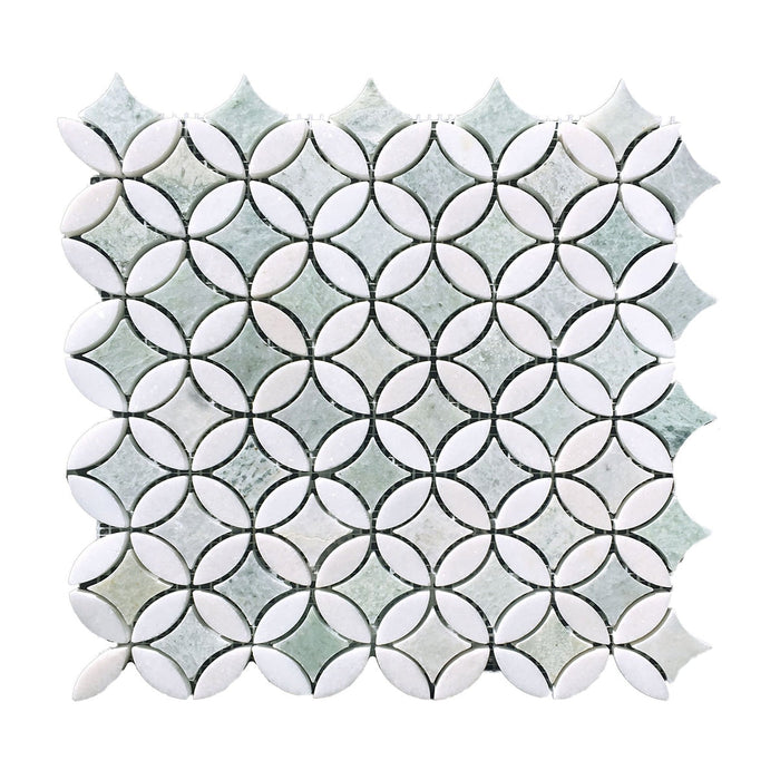 Montreal Ming Green Marble & Thassos Marble Mosaic