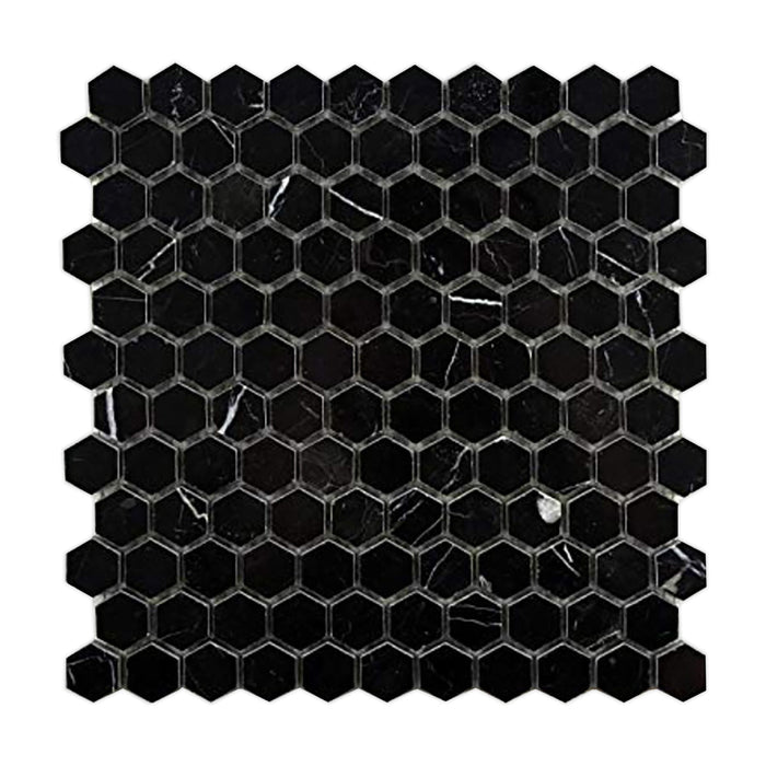 Nero Marquina Marble Small Hexagon Mosaic