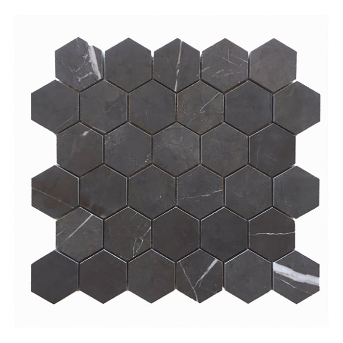 Pietra Grey Marble Hexagon Mosaic 48x48x10