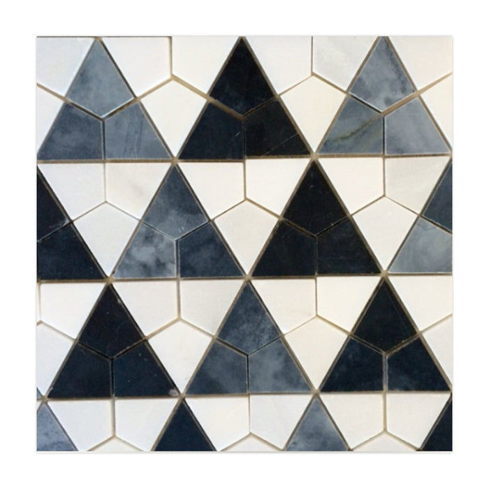 Antwerp Nero Marquina & Thassos & Italian Grey Marble Mosaic