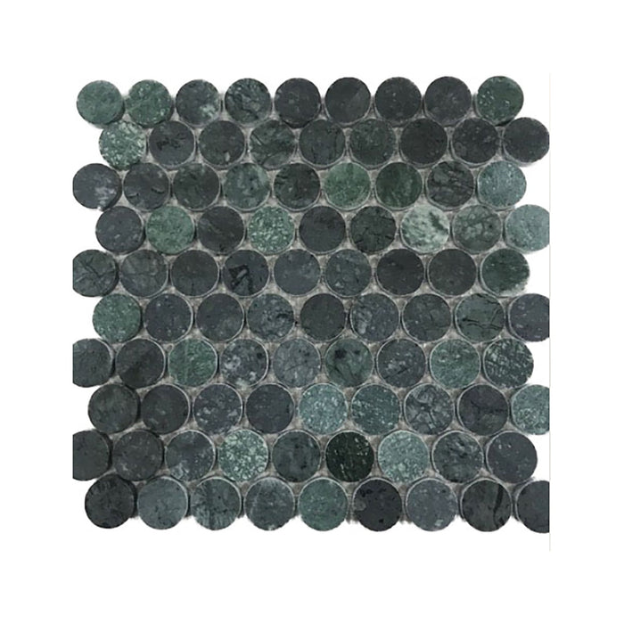 Penny Round Indian Green Marble Mosaic