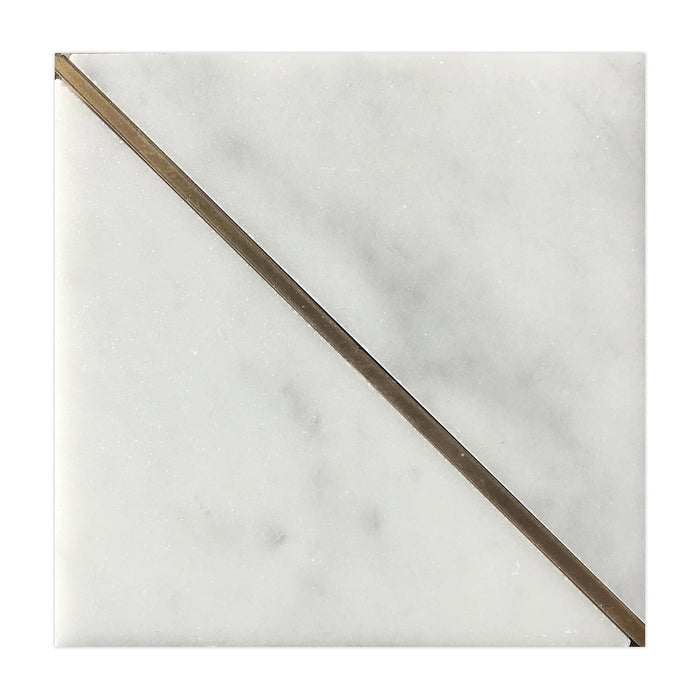 Carrara Marble Infinity Carrara & Brass Mosaic
