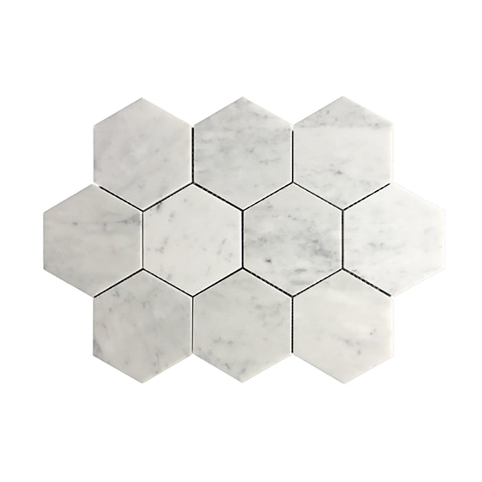 Carrara Marble Xxl Hexagon Mosaic