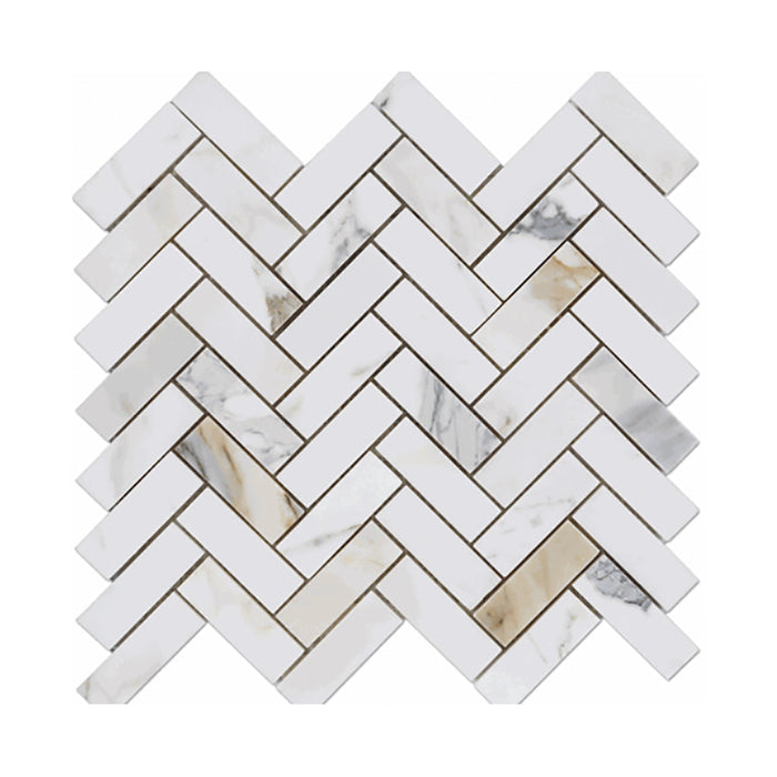 Herringbone Calacatta Gold Marble Mosaic