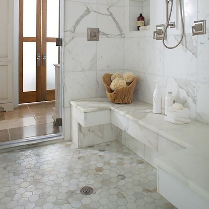 Calacatta Gold Marble Hexagon Mosaic