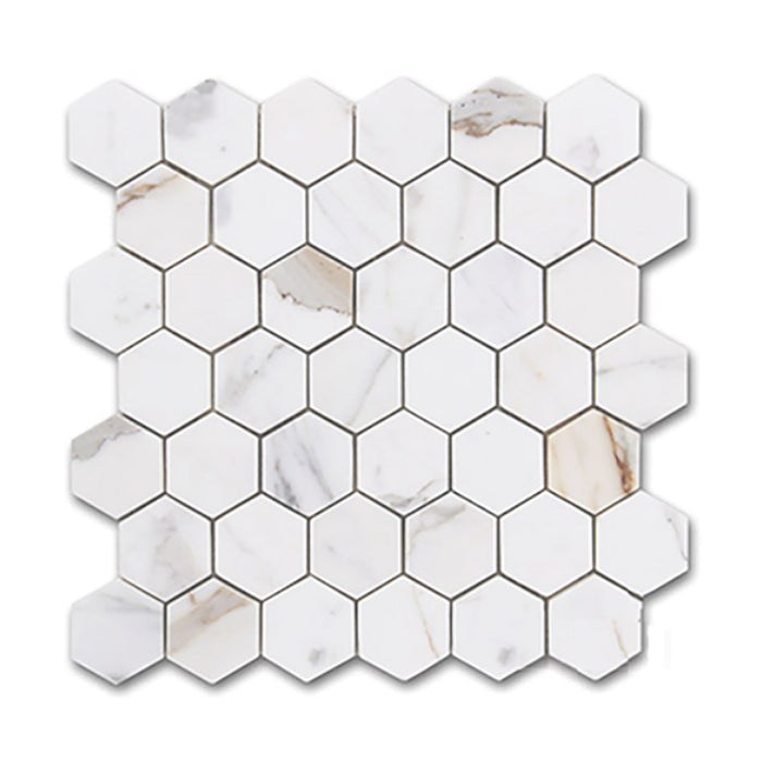 Calacatta Gold Marble Hexagon Mosaic