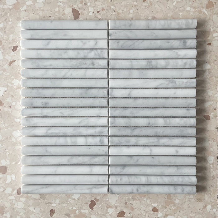 Carrara Marble Mini Flute Mosaic