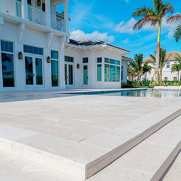 White Limestone Tile French Pattern