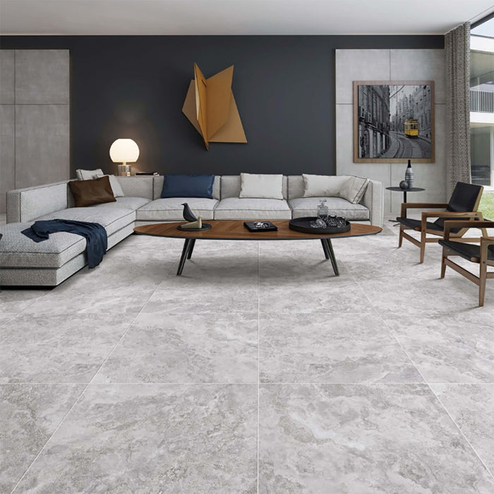 Travertino Grey Porcelain Tile Matte