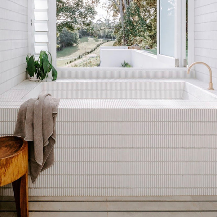 Vintage Long Kitkat White Porcelain Mosaic