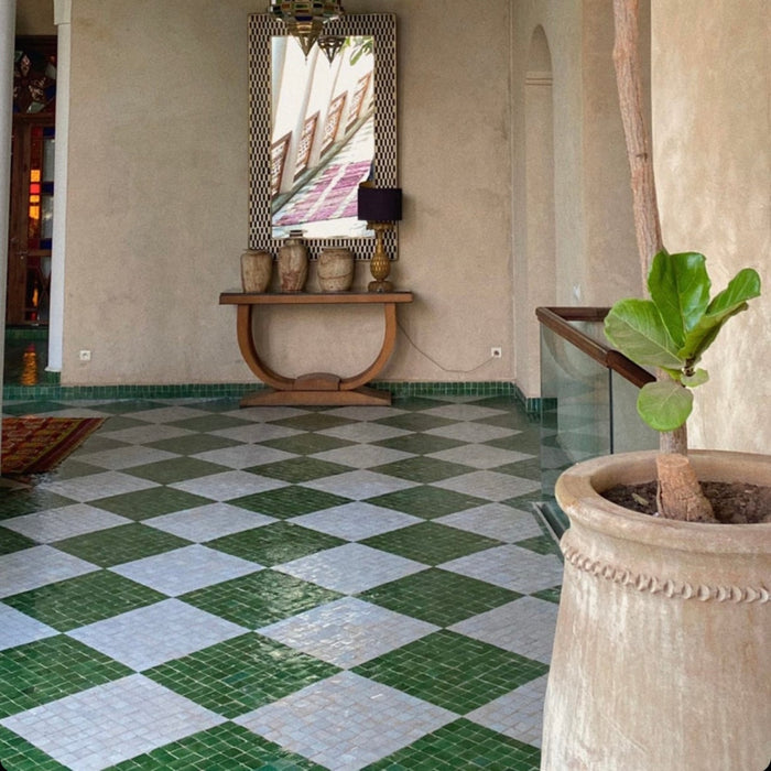 Zellige Moroccan Square White Fes Terracotta Tile