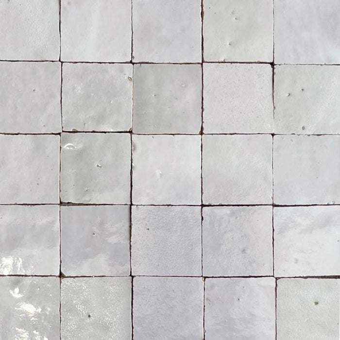 Zellige Moroccan Square White Fes Terracotta Tile