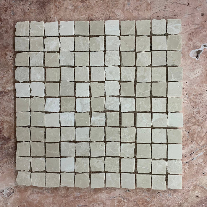 Botticino Rustic Edge Small Square Marble Mosaic