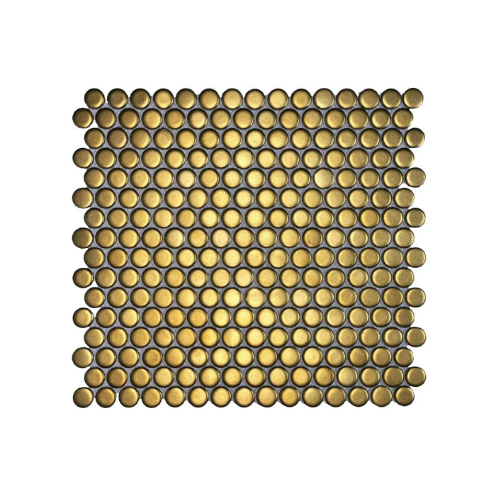 Penny Round Gold Plated Porcelain Mosaic
