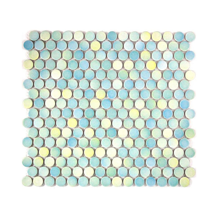 Penny Round Oceanic Mixed Porcelain Mosaic