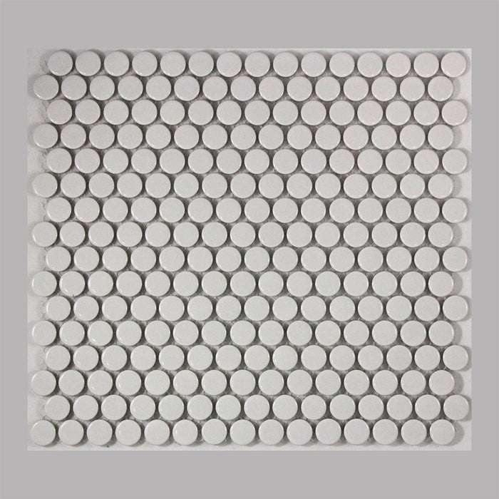 Penny Round Small White Gloss Porcelain Mosaic