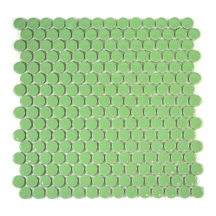 Penny Round Green Porcelain Mosaic
