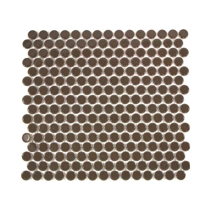 Penny Round Coffee Gloss Porcelain Mosaic